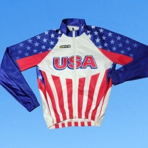 Skins USA Cycling Long Sleeve Jacket Size Medium Made in Italy